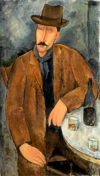 Um homem sentado apoiado em uma mesa – Amedeo Modigliani Amedeo Modigliani Master Apollon