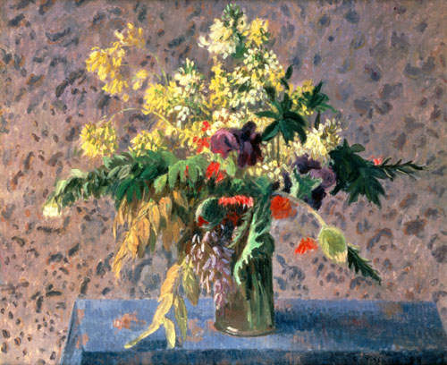 Balde de flores com botões de papoulas e íris – Camille Pissarro Camille Pissarro Master Apollon