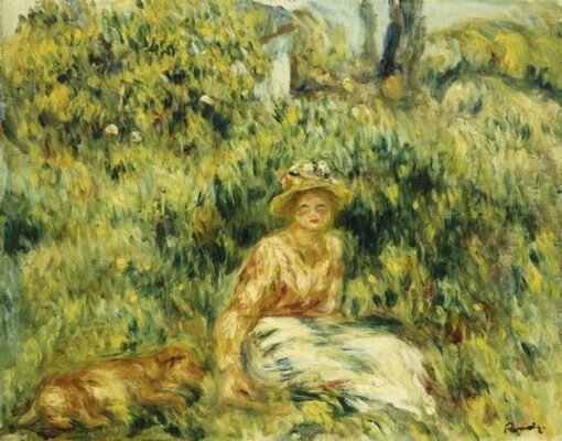 Menina com o cachorro diante de uma cerca florida – Pierre-Auguste Renoir Pierre-Auguste Renoir Master Apollon 2