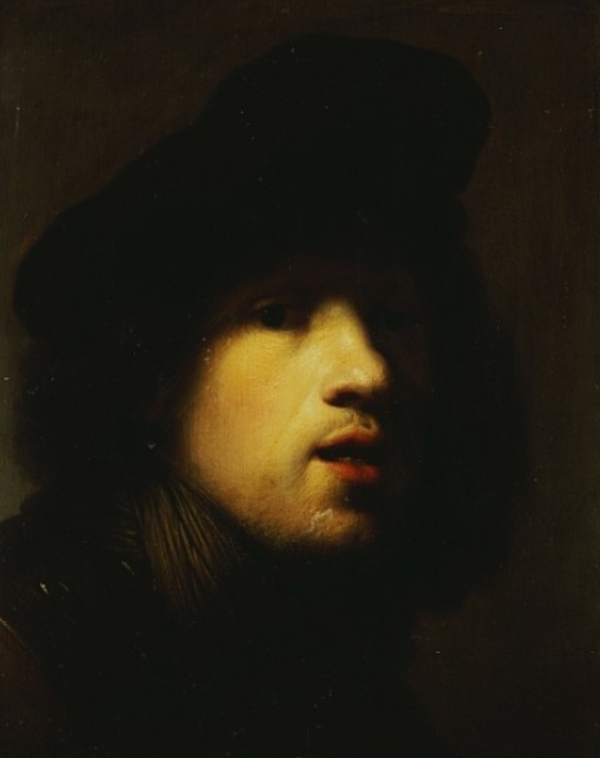 Retrato do artista, cabeça e ombros, com um boné preto e um gorget – Rembrandt van Rijn Rembrandt van Rijn Master Apollon