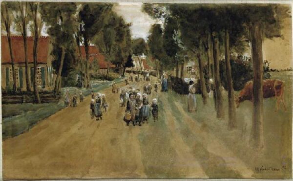 Rua da aldeia com crianças em Zweeloo – Max Liebermann Max Liebermann Master Apollon