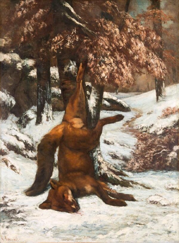 Renard suspenso a uma árvore, na neve – Gustave Courbet Gustave Courbet Master Apollon