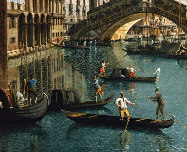 Gondoleiros perto da ponte de Rialto, Veneza – Giovanni Antonio Canal Giovanni Antonio Canal Master Apollon