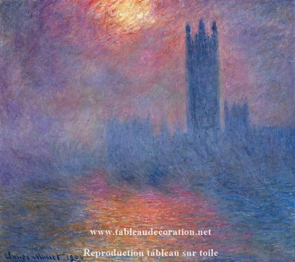 Londres, o Parlamento. Raio de sol na névoa – Pintura de Monet Claude Monet Master Apollon