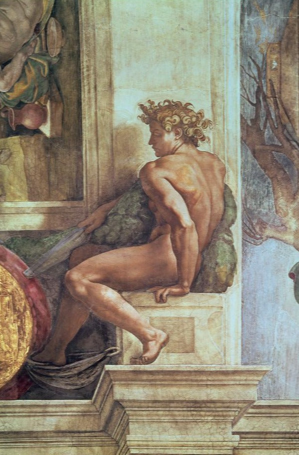 Ignudo do teto da Capela Sistina – Michelangelo Michelangelo Master Apollon