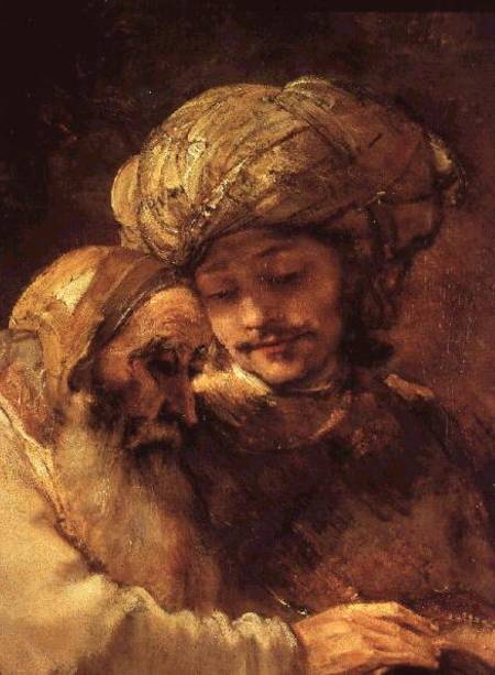 Jacó abençoando os filhos de José (detalhe de 375) – Rembrandt van Rijn Rembrandt van Rijn Master Apollon