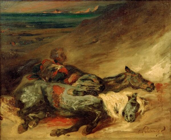 Os dois cavalos mortos no campo de batalha – Eugène Delacroix Eugène Delacroix Master Apollon