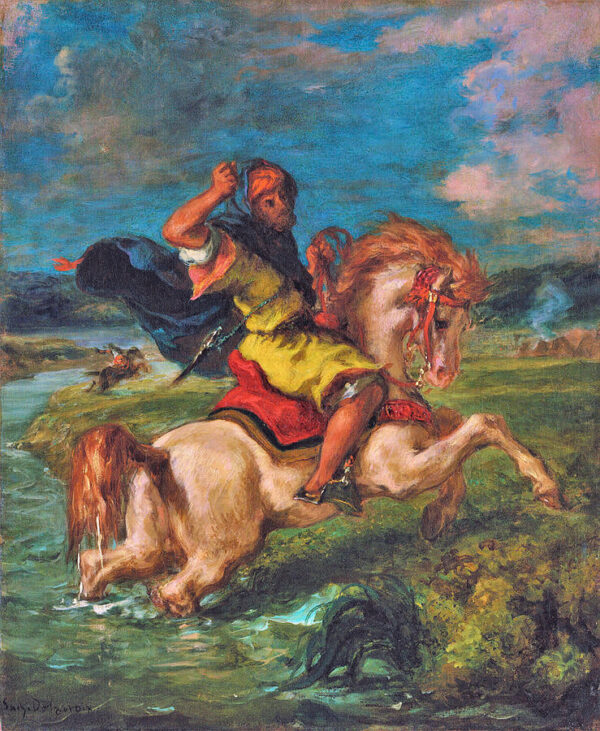 Cavaleiro marroquino atravessando um vau – Eugène Delacroix Eugène Delacroix Master Apollon