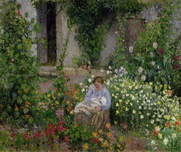 Mãe e filho nas flores – Camille Pissarro Camille Pissarro Master Apollon