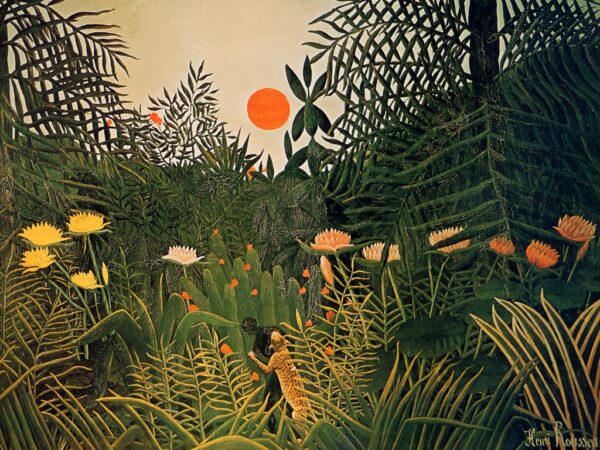 Um homem negro atacado por um jaguar – Henri Rousseau Henri Rousseau Master Apollon