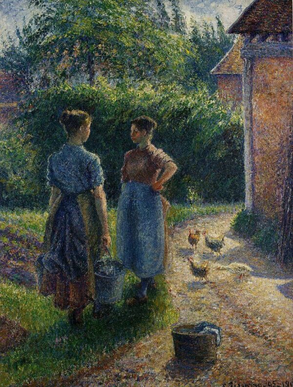 Camponesas discutindo na fazenda, Eragny – Camille Pissarro Camille Pissarro Master Apollon