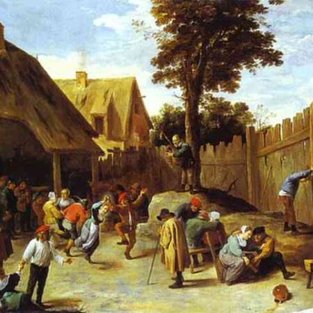 Camponeses dançando diante de uma estalagem – David Teniers, o Jovem David Teniers, o Jovem Master Apollon