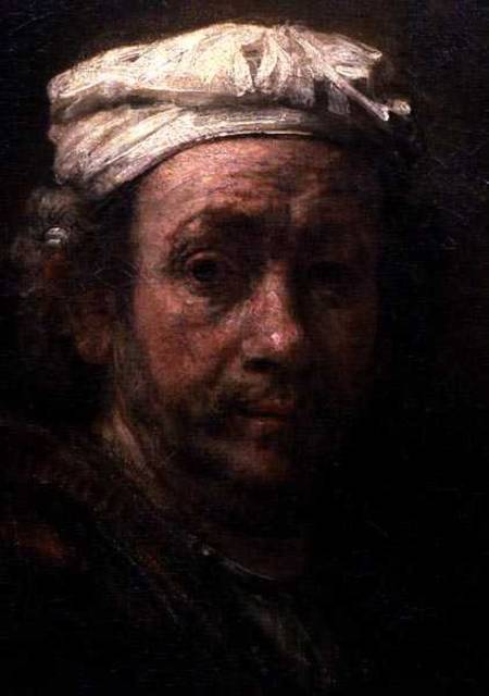 Retrato do artista em seu cavalete, detalhe do rosto – Rembrandt van Rijn Rembrandt van Rijn Master Apollon