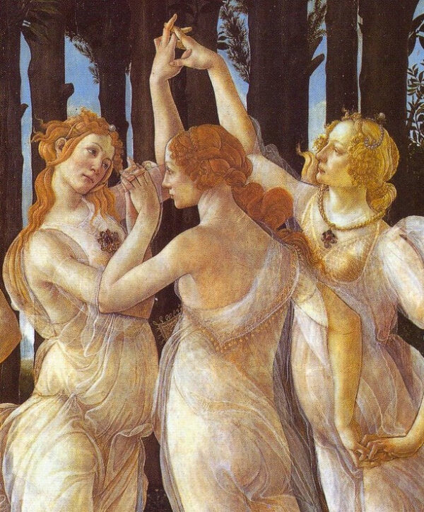 Primavera (Allegoria da primavera). Detalhe: As Três Graças, à direita – Retrato de Caterina Sforza – Sandro Botticelli Sandro Botticelli Master Apollon