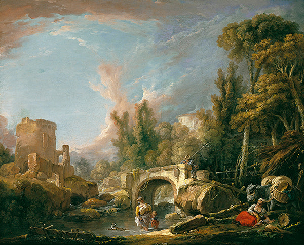 Paisagem Fluvial com Ruína e Ponte – François Boucher François Boucher Master Apollon