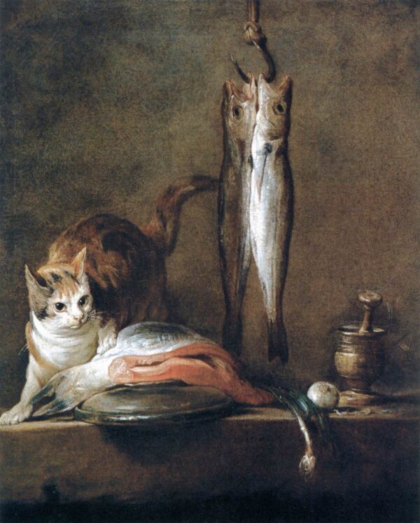 Natureza morta com gato e peixe – Jean Siméon Chardin Jean Siméon Chardin Master Apollon