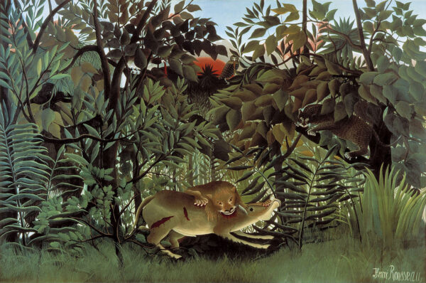 O leão faminto se lança sobre a antílope – Henri Rousseau Henri Rousseau Master Apollon