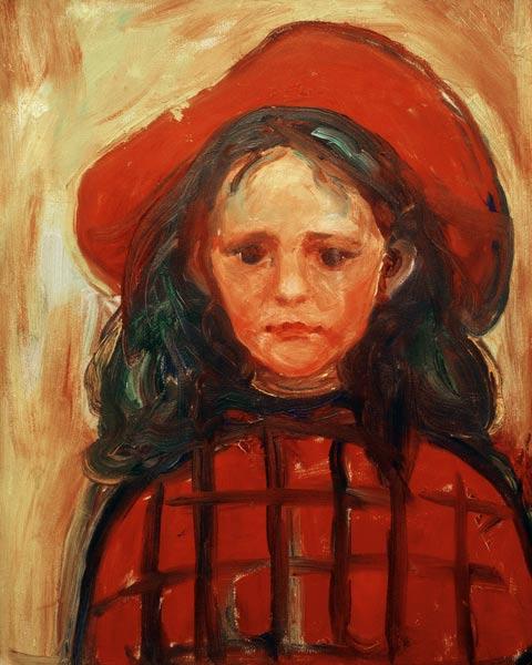 Menina em vestido xadrez vermelho e chapéu vermelho – Edvard Munch Edvard Munch Master Apollon