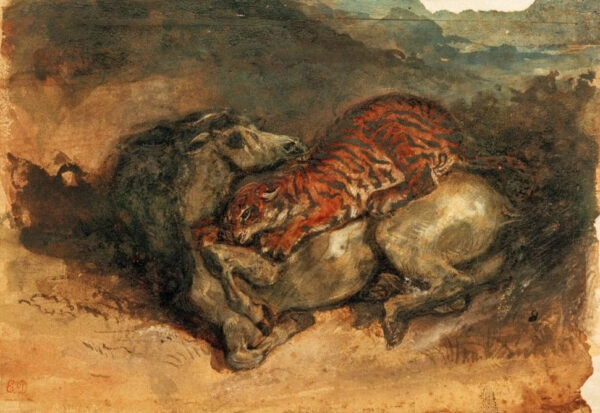 Tigre atacando um cavalo – Eugène Delacroix Eugène Delacroix Master Apollon