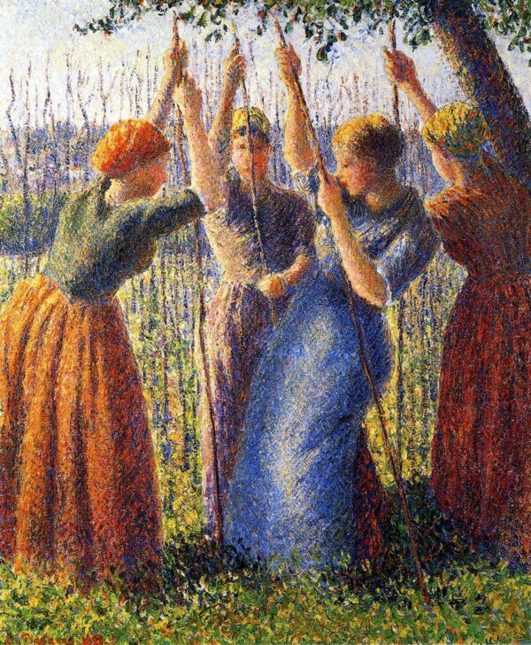 Camponesas plantando estacas – Camille Pissarro Camille Pissarro Master Apollon