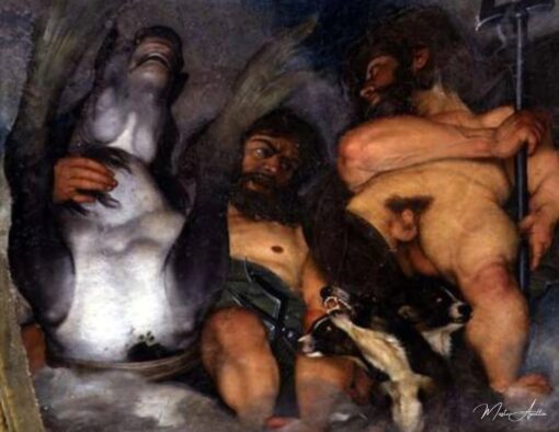 Allegoria dos elementos, do universo e dos signos do zodíaco, detalhe de Netuno e Tritão com Ce – Caravaggio Caravaggio Master Apollon
