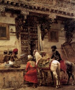 Artista vendendo estojos perto de um edifício de madeira de teca, Ahmedabad – Edwin Lord Weeks Edwin Lord Weeks Master Apollon