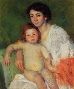 Bebê nu nos joelhos da mãe, o braço apoiado no encosto da cadeira – Mary Cassatt Mary Cassatt Master Apollon