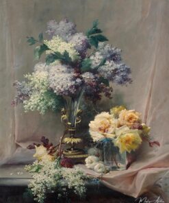 Bouquet de lilases e rosas sobre uma mesa – Eugène Bidau Eugène Bidau Master Apollon
