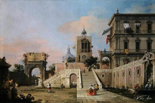Capriccio de duas fileiras de escadas levando a um palácio, por volta de 1750 (óleo sobre tela) – Giovanni Antonio Canal Giovanni Antonio Canal Master Apollon
