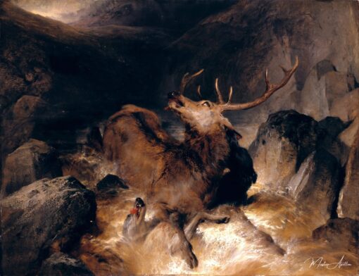 Cervo e cães de caça em um torrent de montanha – Edwin Landseer Edwin Landseer Master Apollon