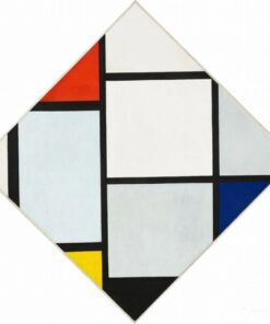 Composição losango com vermelho, cinza, azul, amarelo e preto – Mondrian Piet Mondrian Master Apollon