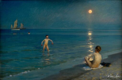 Garçons se banhando em Skagen, noite de verão – Peder Severin Kroyer Peder Severin Krøyer Master Apollon