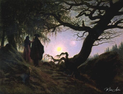 Homem e mulher contemplando a Lua – Caspar David Friedrich Caspar David Friedrich Master Apollon