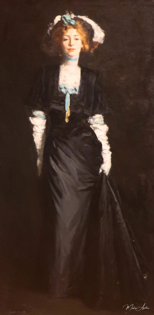 Jessica Penn de preto com penas brancas – Robert Henri Robert Henri Master Apollon