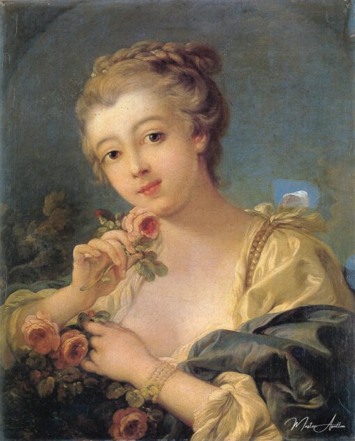 Jovem Mulher com um Buquê de Rosas – François Boucher François Boucher Master Apollon