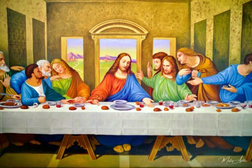 A Ceia – Uma reinterpretação da obra-prima de Léonard de Vinci por Master Apollon | 270 x 160 cm Pintura Original à Venda Master Apollon 5