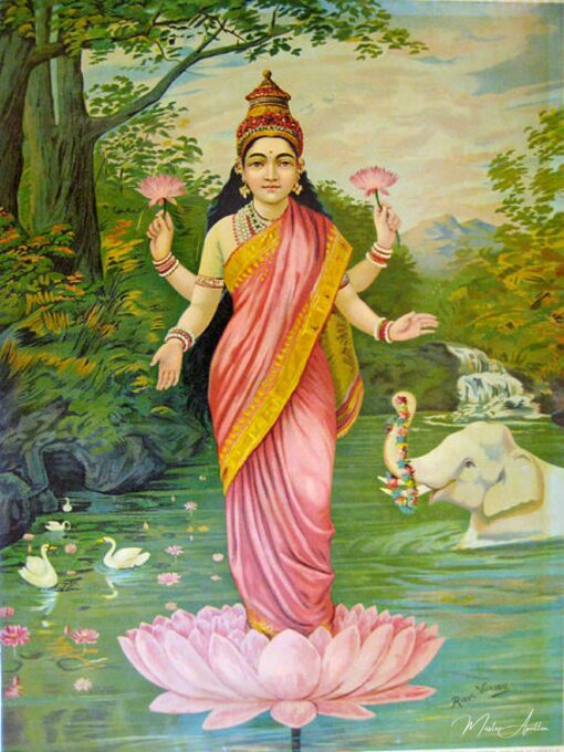 Lakshmi, a deusa da riqueza – Raja Ravi Varma Raja Ravi Varma Master Apollon