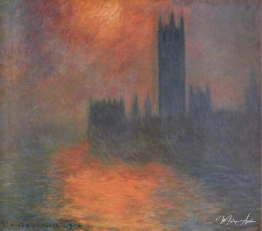 O Parlamento, pôr do sol (W 1607) – Claude Monet Claude Monet Master Apollon 2