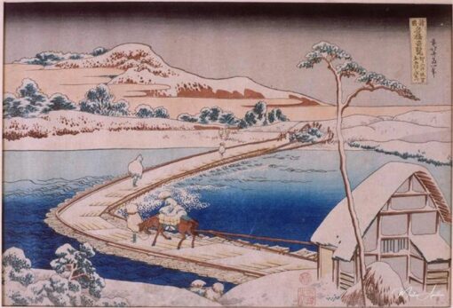 A ponte de pontões em Sano na província de Kozuka – Katsushika Hokusai Katsushika Hokusai Master Apollon