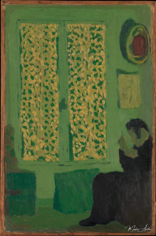 O interior verde (personagem sentado perto de uma janela com cortina) – Édouard Vuillard Édouard Vuillard Master Apollon