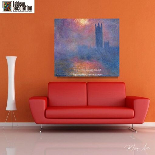 Londres, o Parlamento. Raio de sol na névoa – Pintura de Monet Claude Monet Master Apollon 7