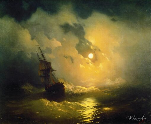 Mar agitado à noite, 1849 – Ivan Aïvazovski Ivan Konstantinovich Aivazóvski Master Apollon