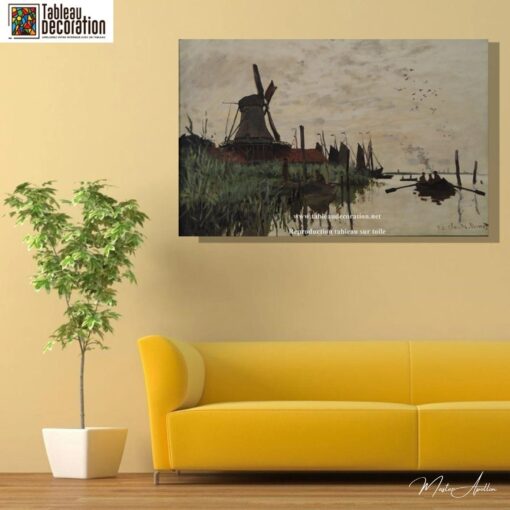 Moinho de vento e barco em Zaandam – Quadro de Monet Claude Monet Master Apollon 7