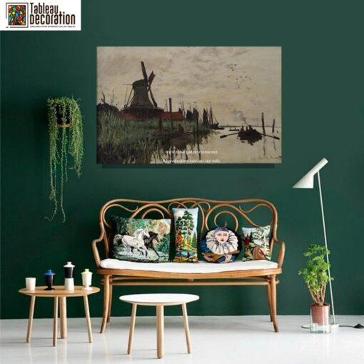 Moinho de vento e barco em Zaandam – Quadro de Monet Claude Monet Master Apollon 5