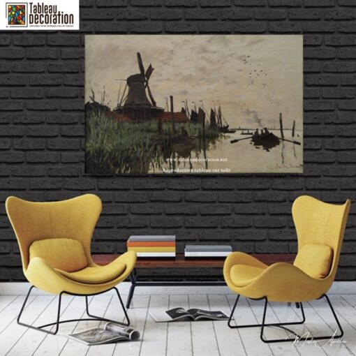 Moinho de vento e barco em Zaandam – Quadro de Monet Claude Monet Master Apollon 6