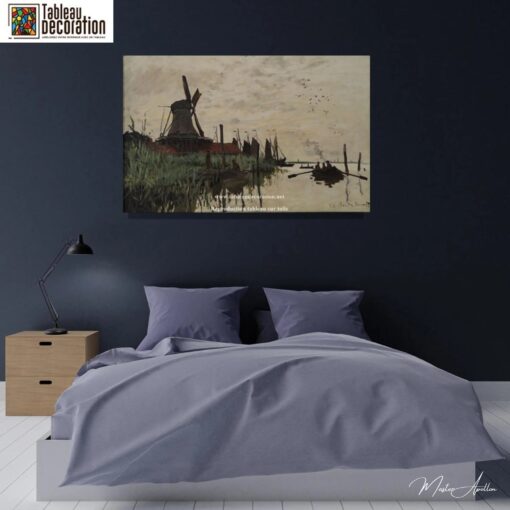 Moinho de vento e barco em Zaandam – Quadro de Monet Claude Monet Master Apollon 3