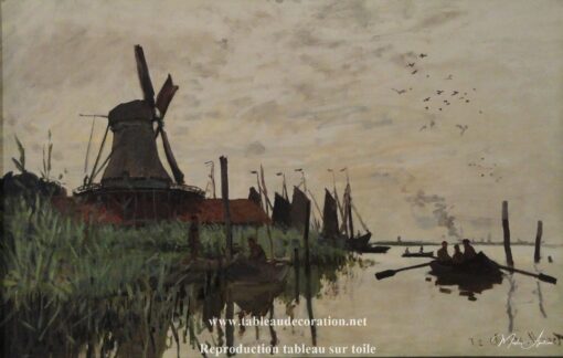Moinho de vento e barco em Zaandam – Quadro de Monet Claude Monet Master Apollon