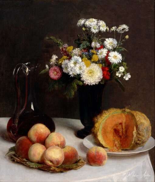 Natureza morta com uma garrafa, flores e frutas – Henri Fantin-Latour Henri Fantin-Latour Master Apollon