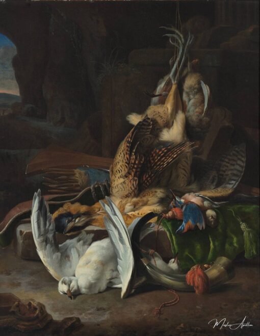 Pássaros mortos e acessórios de caça – Melchior d’Hondecoeter Melchior d'Hondecoeter Master Apollon