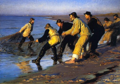 Pescadores puxando a rede na praia norte de Skagen – Peder Severin Kroyer Peder Severin Krøyer Master Apollon